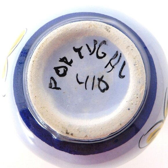 Small Portuguese Vase Hand Painted With Floral Design Ceramic  3" - Picture 6 of 7